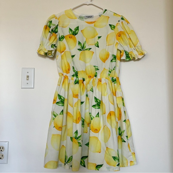 Lemon Print Puff Sleeve Mini Dress XS - Picture 3 of 10